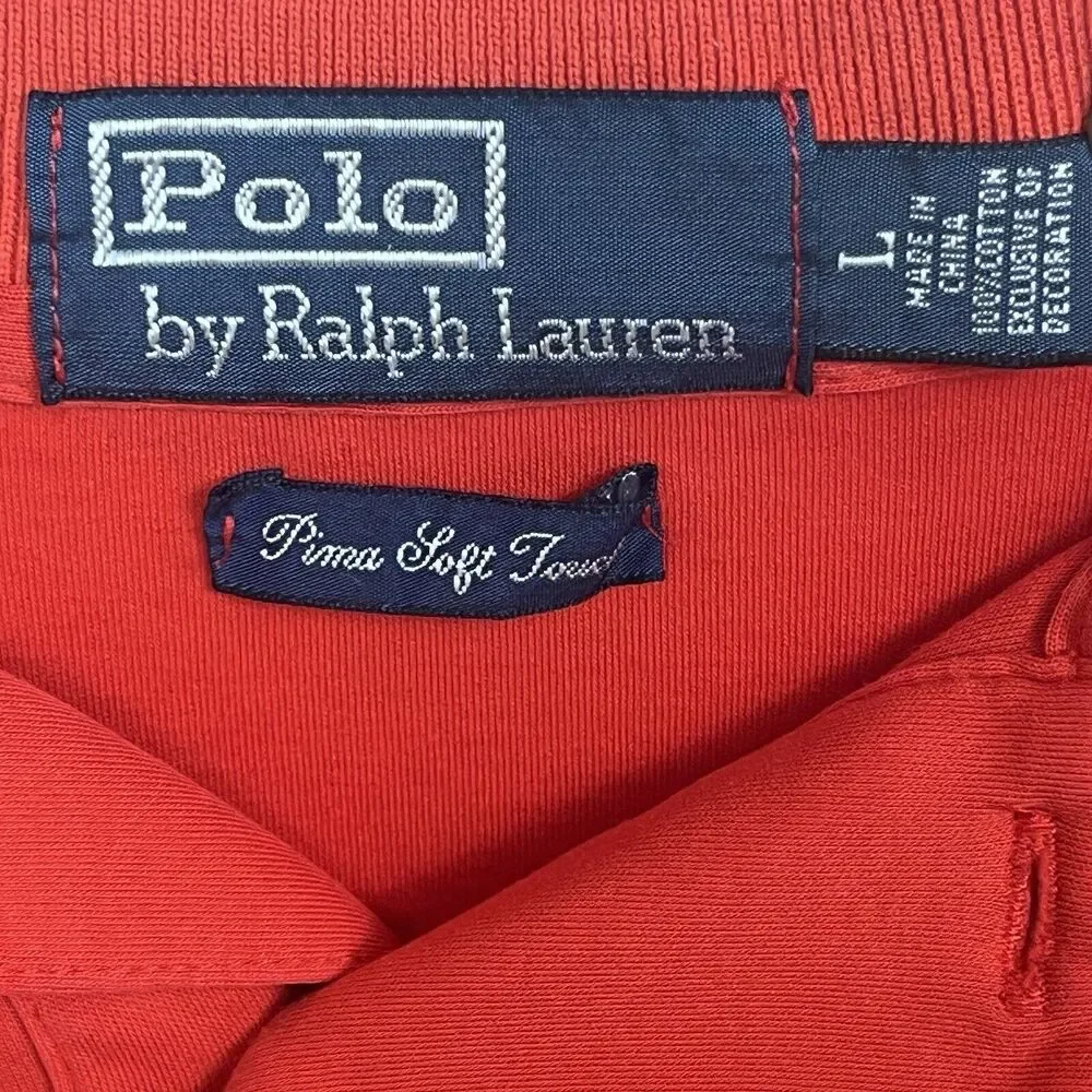 Polo‎ Ralph Lauren Shirt Pima Soft Touch 100% Cotton Logo Red Large Golf Preppy